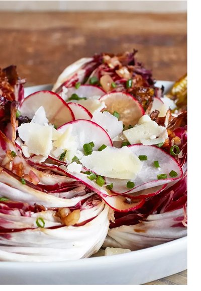 GRILLED RADICCHIO AND ENDIVE SALAD WITH SPRING RADISHES