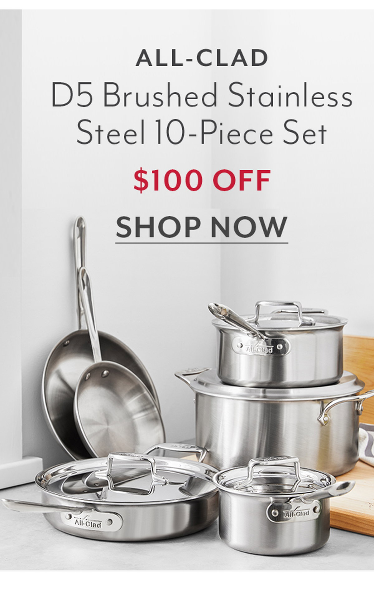 All-Clad D5 Brushed Stainless Steel 10-Piece Set