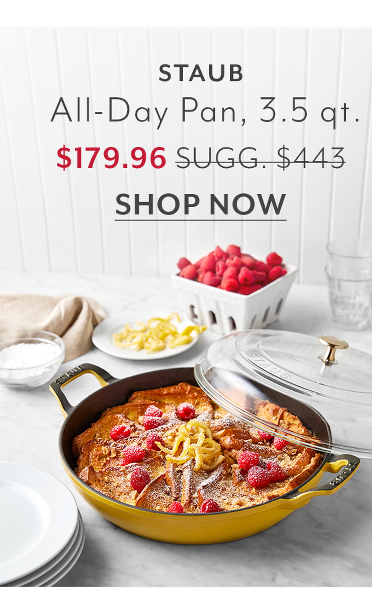 Staub Heritage All-Day Pan With Domed Glass Lid, 3.5 Qt.