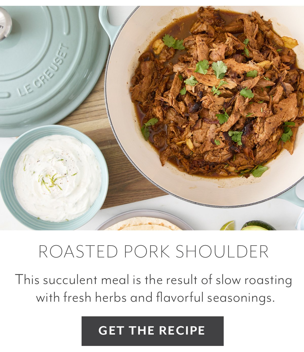 ROASTED PORK SHOULDER WITH LIME CREMA