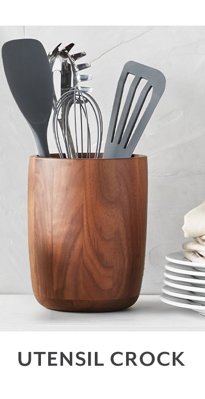 Sur La Table Black Walnut Utensil Crock