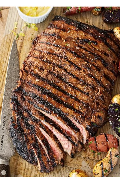 GRILLED STEAK AND HERBED POTATOES WITH LEMON AIOLI