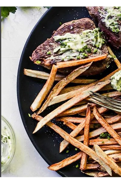 STEAK-FRITES WITH HERB BUTTER