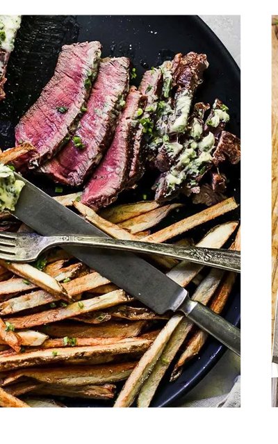 STEAK-FRITES WITH HERB BUTTER