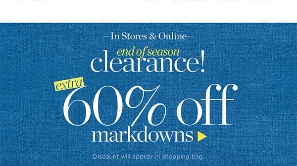 Extra 60% off all markdowns. Shop Sale