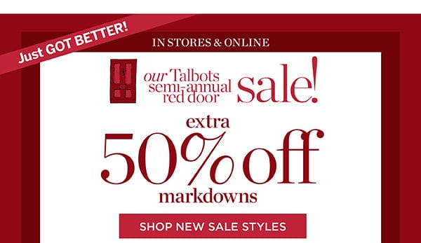 In Stores & Online Extra 50% off markdowns | Shop New Sale Styles