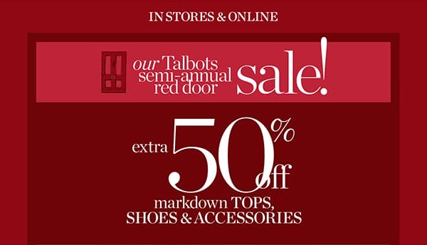 Extra 50% off markdown Tops, Shoes & Accessories | Shop Now