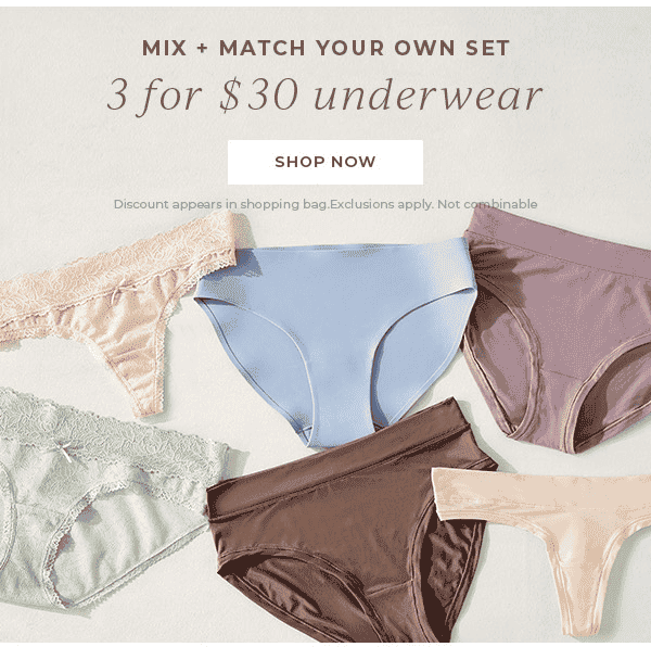 3 for \\$30 Underwear | Shop Now