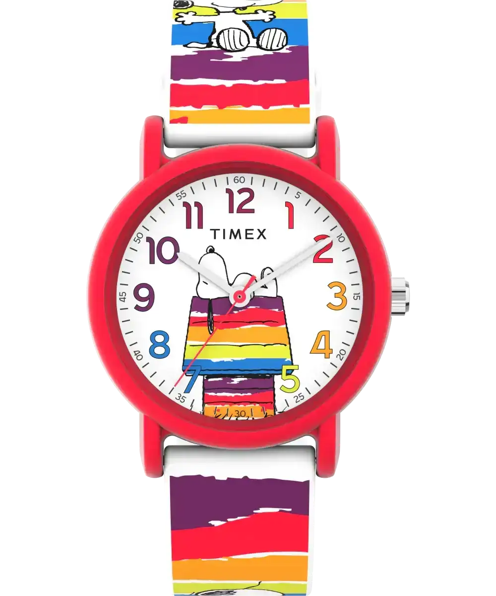 Image of Timex x Peanuts Rainbow Paint 36mm Silicone Strap Watch