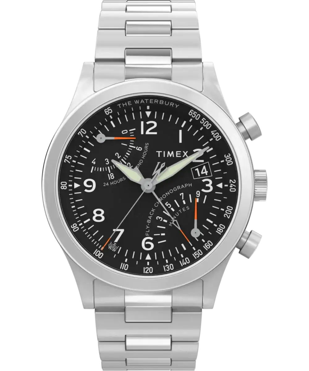 Image of Waterbury Traditional Fly Back Chronograph 43mm Stainless Steel Bracelet Watch