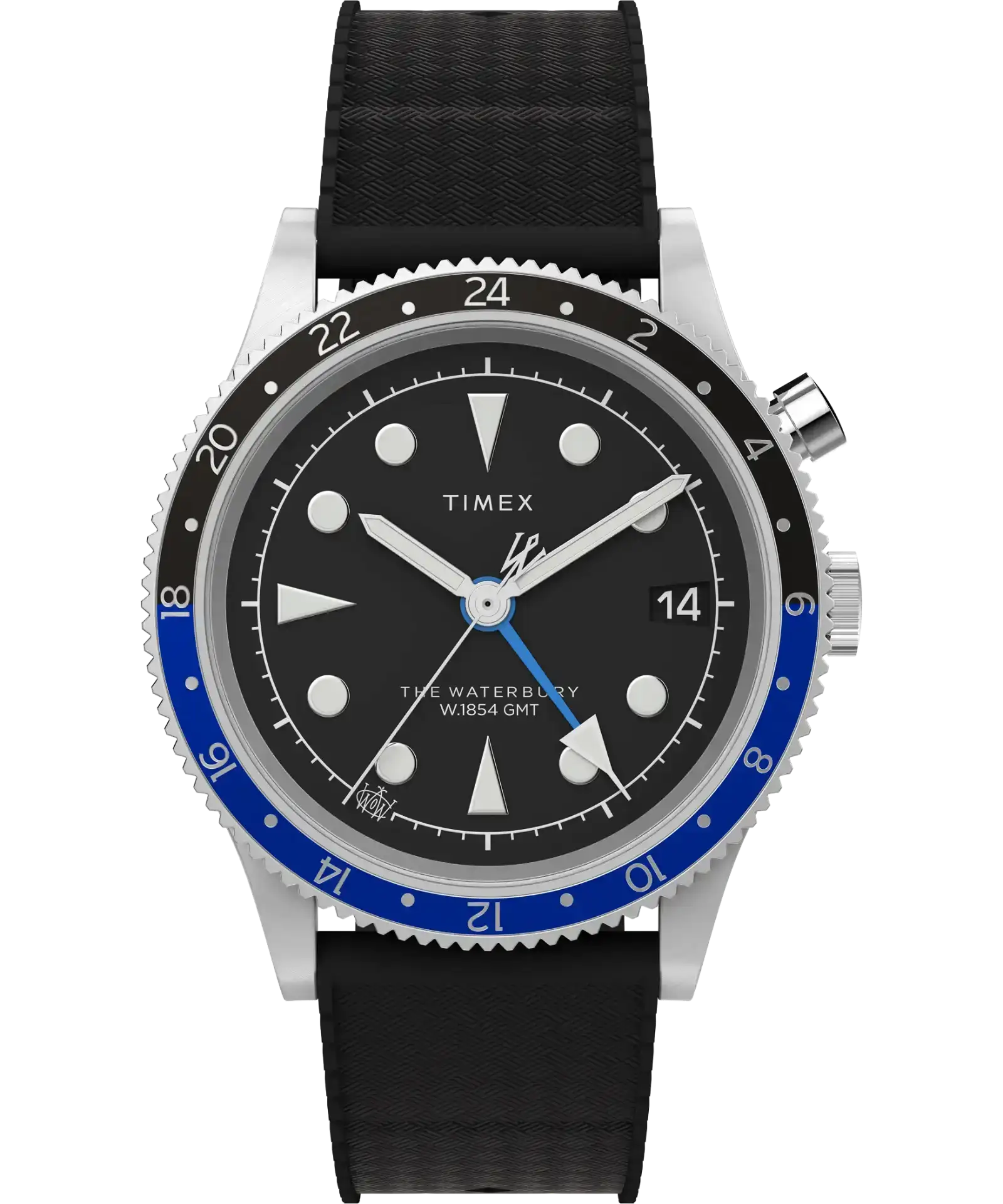 Image of Waterbury Traditional GMT 39mm Synthetic Rubber Strap Watch