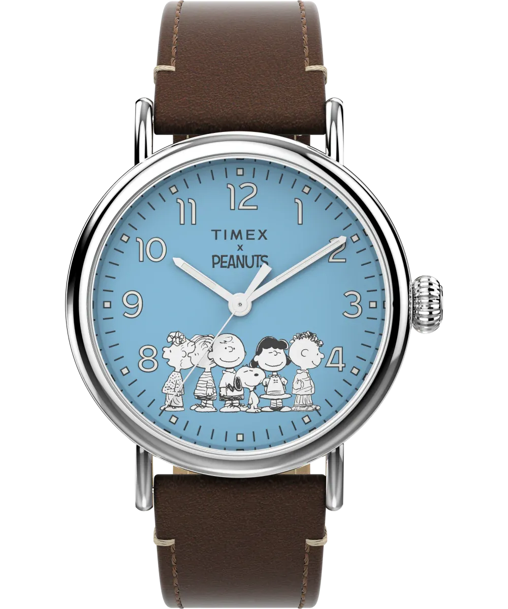 Image of Timex Standard x Peanuts Gang's All Here 40mm Leather Strap Watch