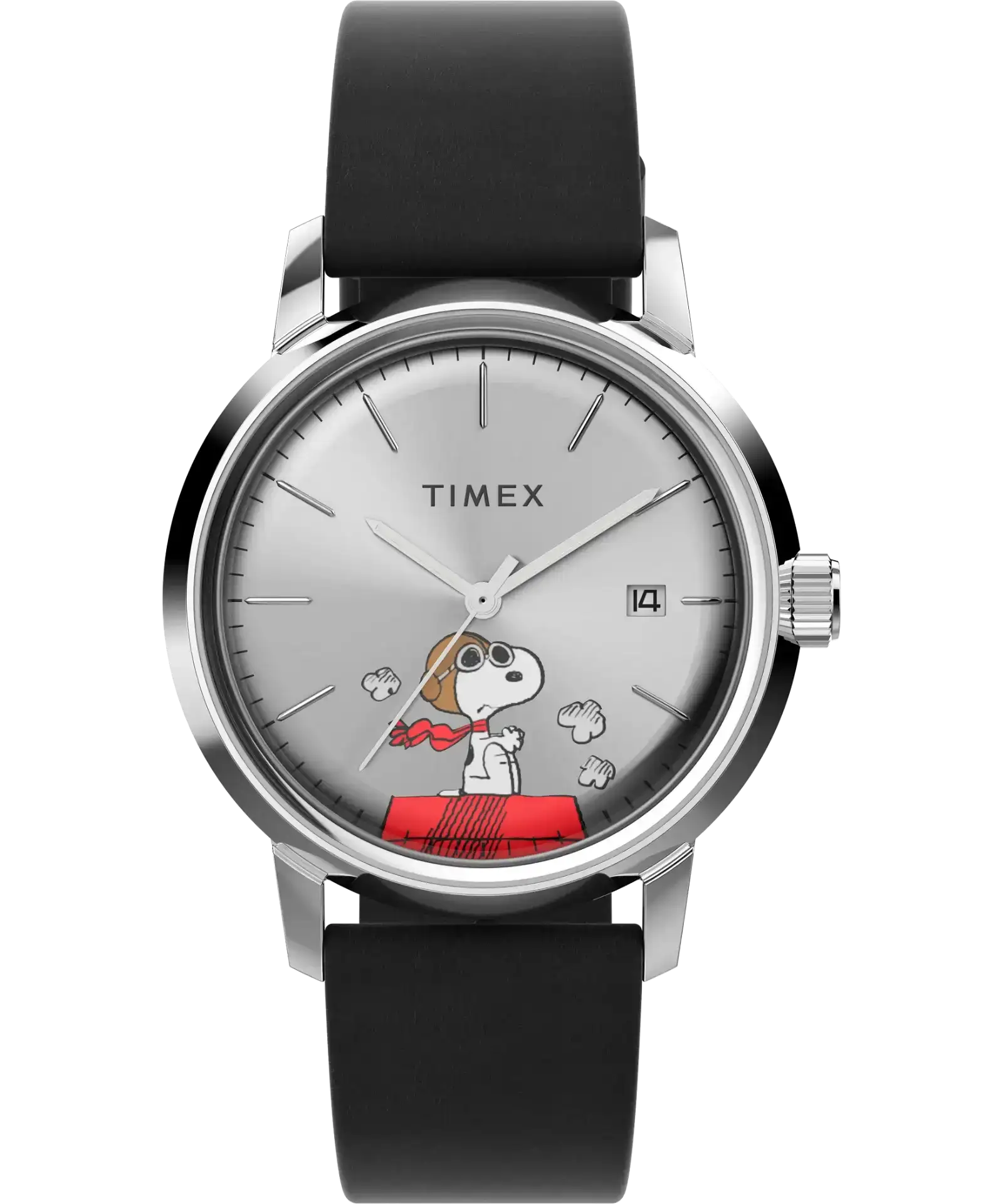 Image of Timex Marlin® Automatic x Peanuts Snoopy Flying Ace 40mm Leather Strap Watch