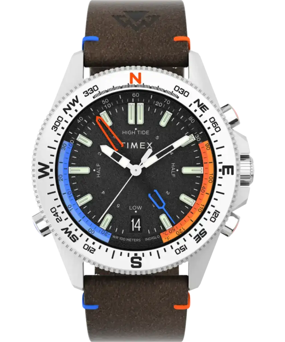 Image of Expedition North® Tide-Temp-Compass 43mm Eco-Friendly Leather Strap Watch