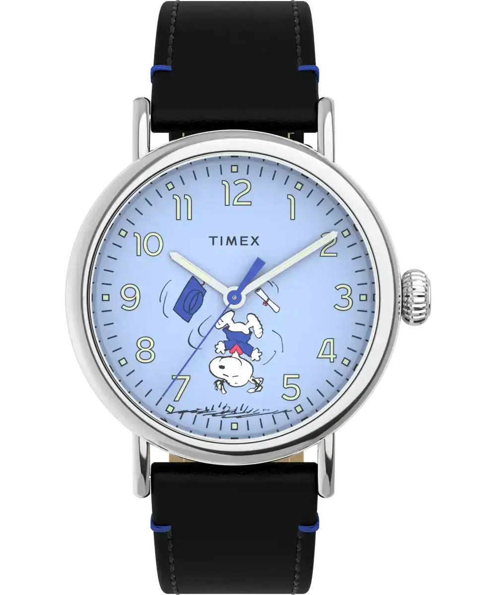 Image of Timex Standard x Peanuts Featuring Snoopy Graduation 40mm Leather Strap Watch