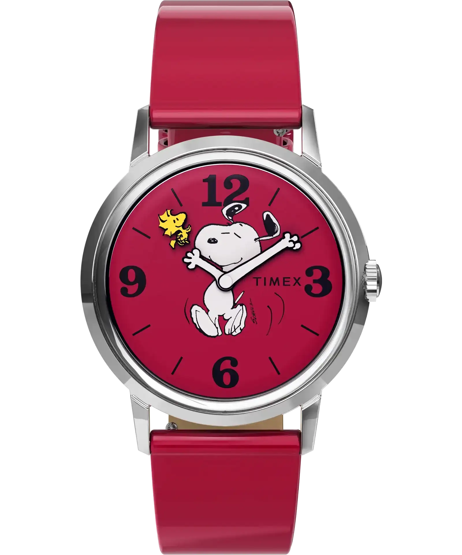 Image of Marlin® Hand-Wound x Peanuts Snoopy Dancing Reissue 34mm Leather Strap Watch