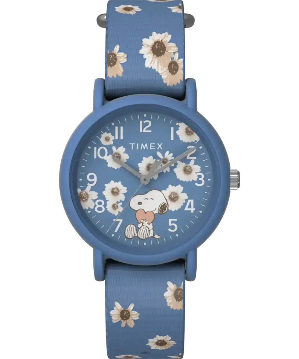 Image of Timex x Peanuts Floral 34mm Fabric Strap Watch