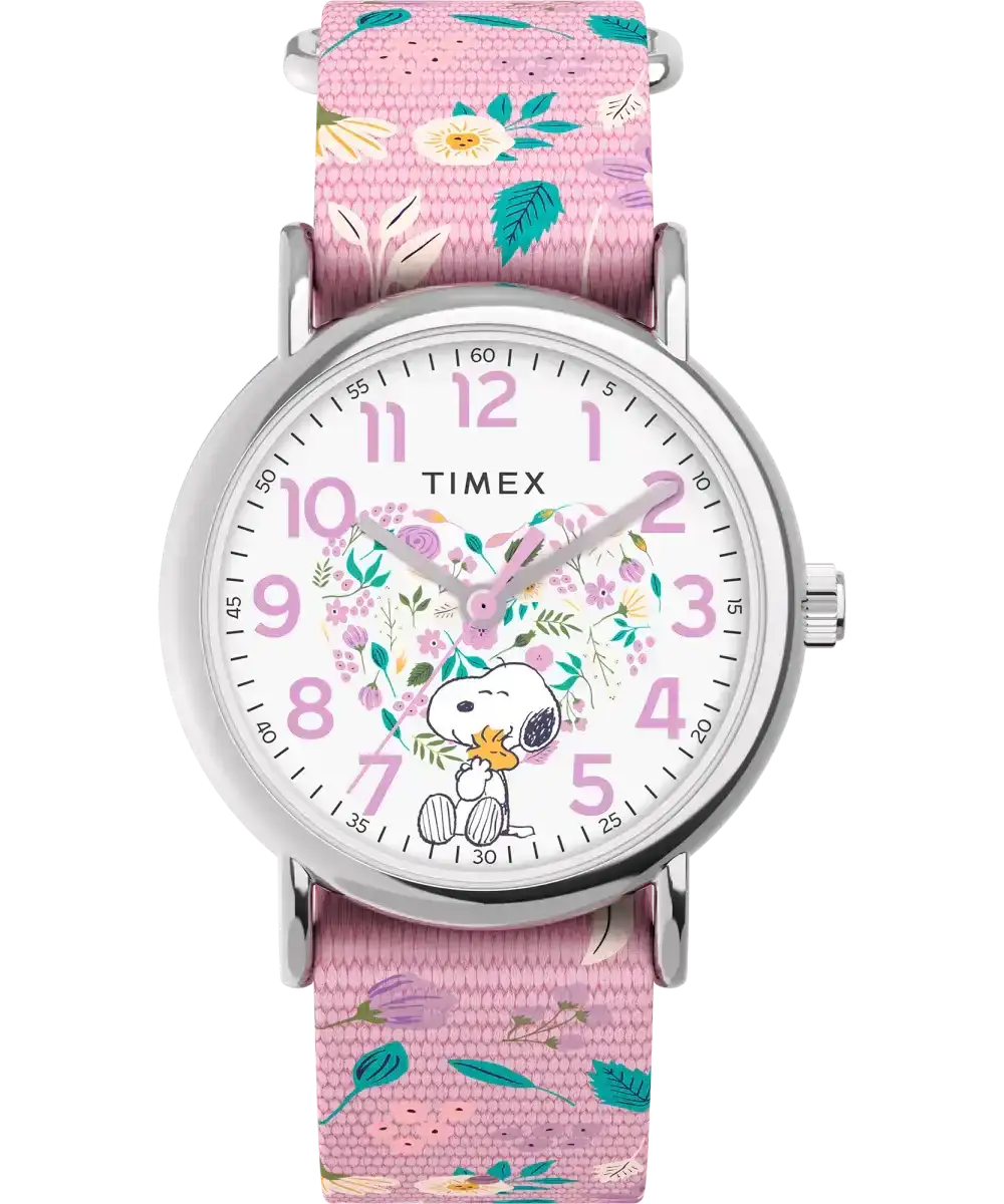 Image of Timex Weekender x Peanuts In Bloom 38mm Fabric Strap Watch