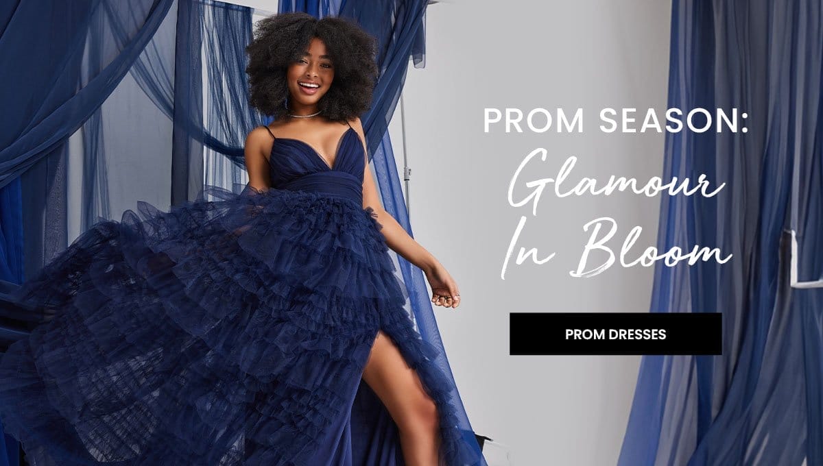 Prom Season: Glamour In Bloom. Prom Dresses. Banner