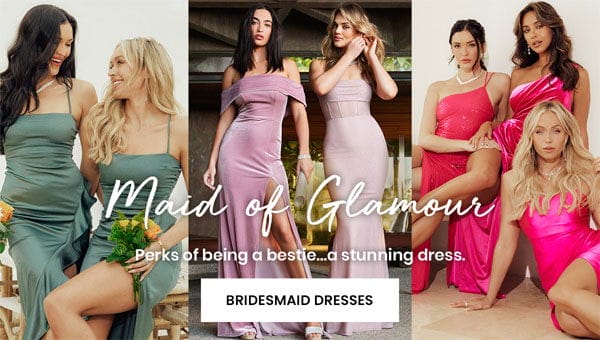 Maid of Glamour. Perks of being a bestie... of a stunning dress. Bridesmaid Dresses. Banner.