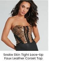 Snake Skin Tight Lace-Up Faux Leather Corset Top