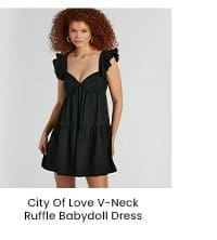 City Of Love V-Neck Ruffle Babydoll Dress