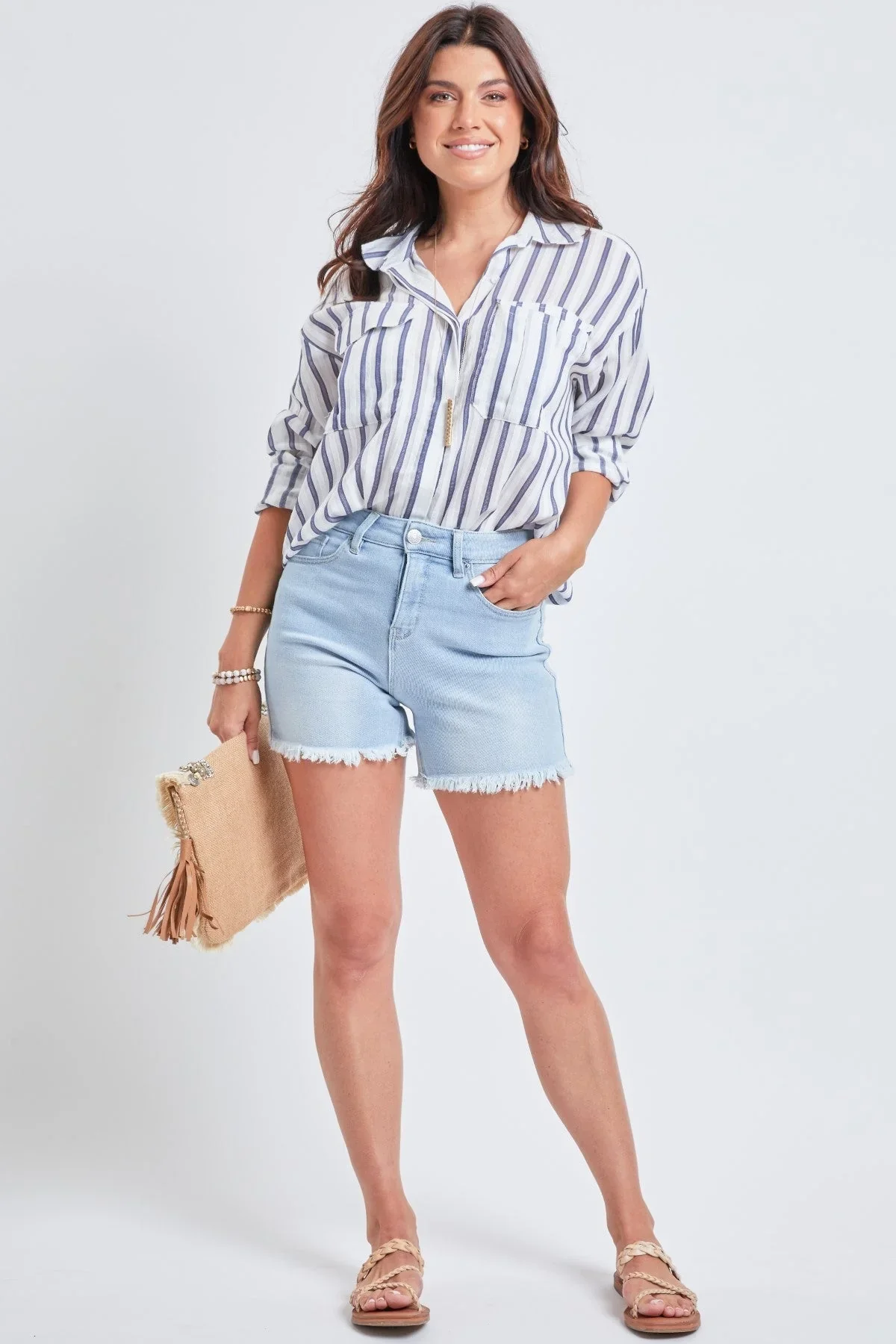 Image of Women's Vintage High Rise Fray Hem Shorts