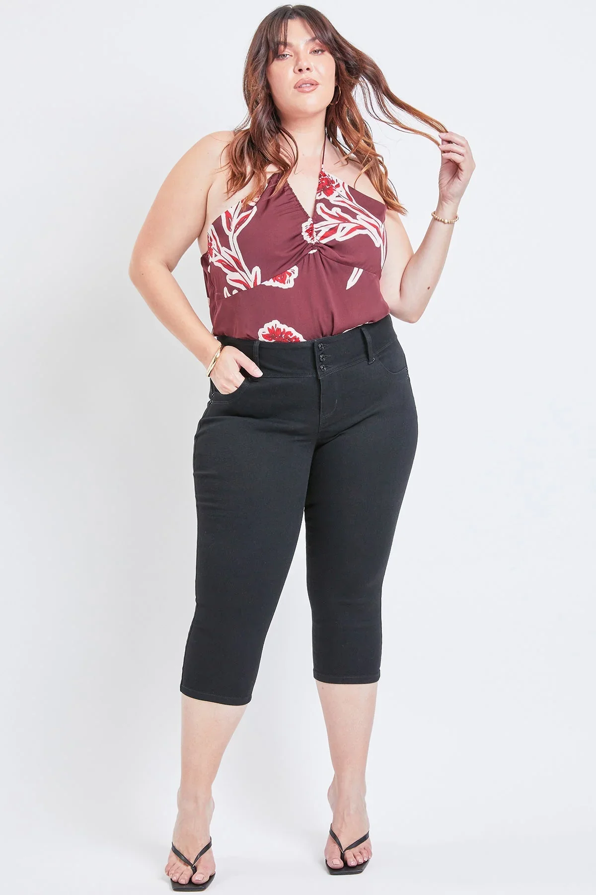 Image of Women's Plus Size WannaBettaButt 3-Button Capri Sustainable