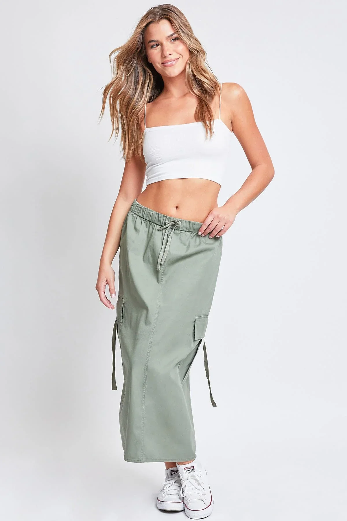 Image of Women’s Poplin Maxi Drawcord Cargo Skirt