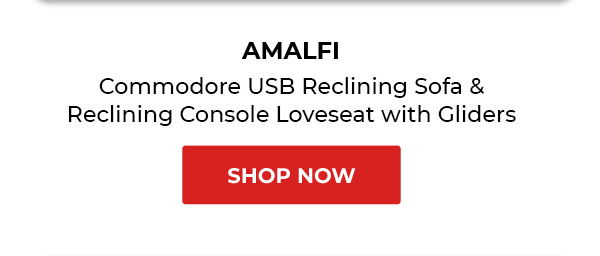 AMALFI Commodore USB Reclining Sofa and Reclining Console Loveseat with Gliders