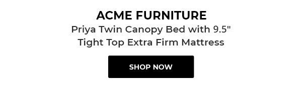 ACME FURNITURE Priya Twin Canopy Bed with 9.5" Tight Top Extra Firm Mattress