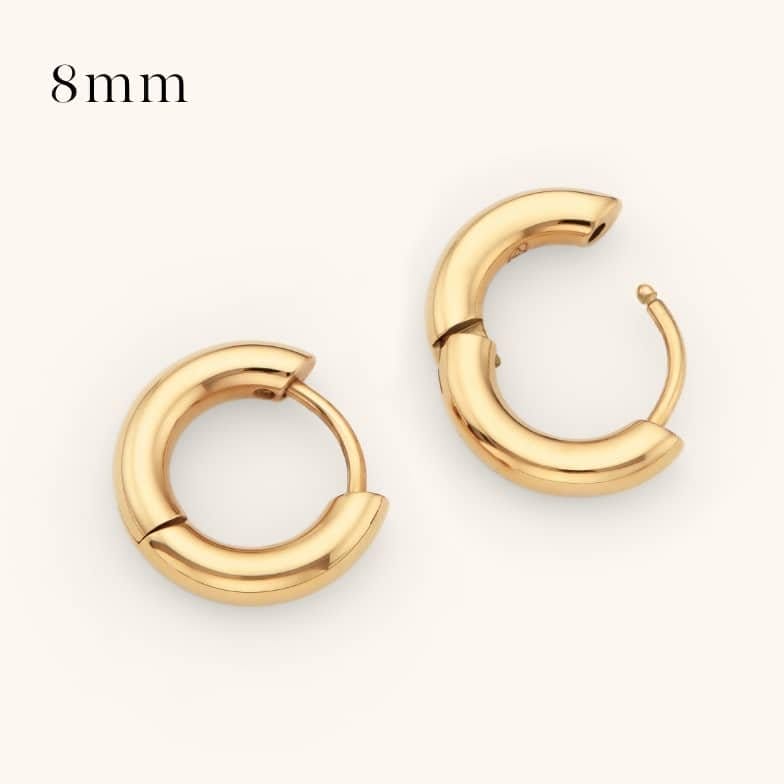 mini chunky huggie hoop earrings gold