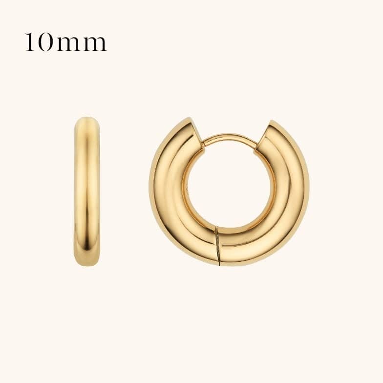 small chunky huggie hoop earrings gold