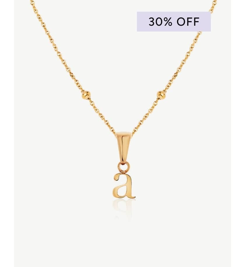 Lowercase Initial Sphere Chain Necklace (Rose Gold)