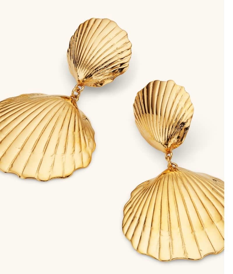 Ocean Shell Clip-On Earrings (Gold)