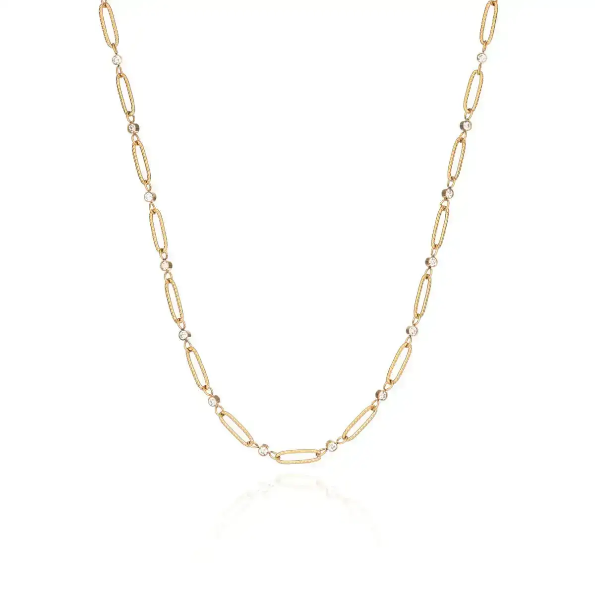Image of Crystal Paperclip Chain Necklace (Gold)