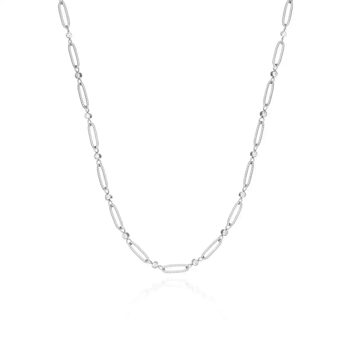Image of Crystal Paperclip Chain Necklace (Silver)
