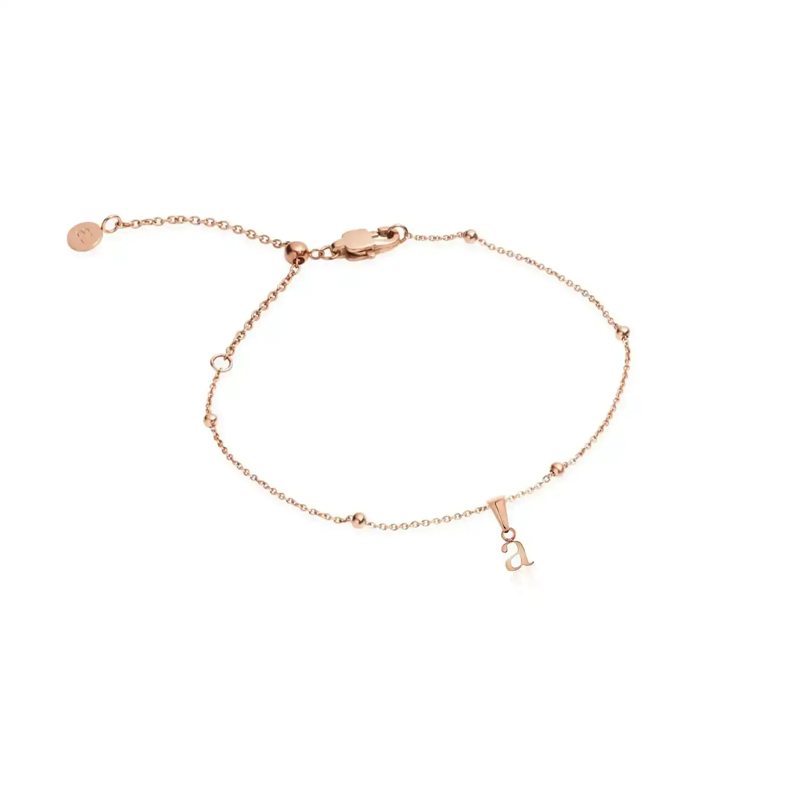 Image of Lowercase Initial Sphere Chain Bracelet (Rose Gold)