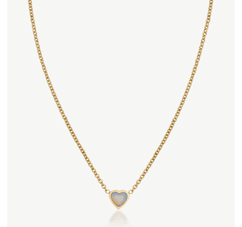 Mini Heart Birthstone Necklace (Gold)