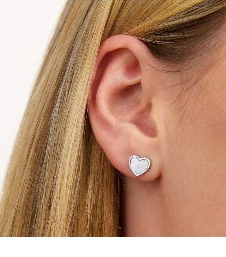 Mini Pearl Heart Stud Earrings