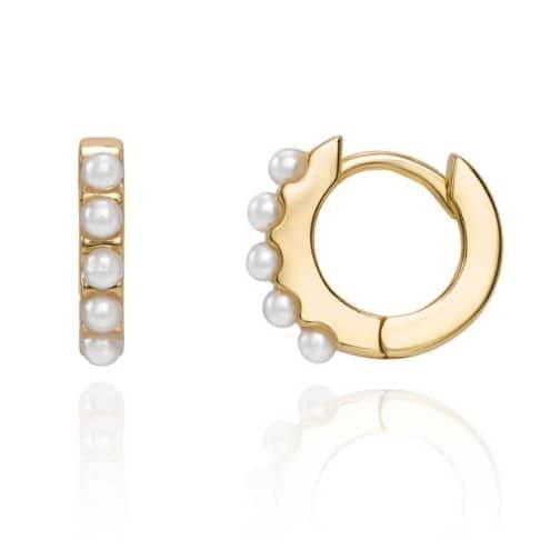 Pearl Huggie Hoop Earrings