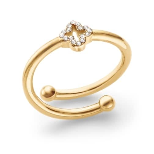 crystal clover ring gold