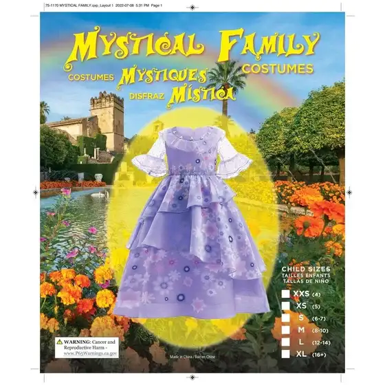 Mystical Lilac Frilly Layered Floral Dress Kids Costume