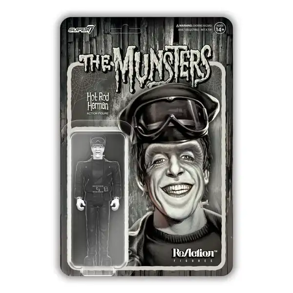 The Munsters: 4.1&quot; Hot Rod Herman Munster Greyscale ReAction Collectible Action Figure