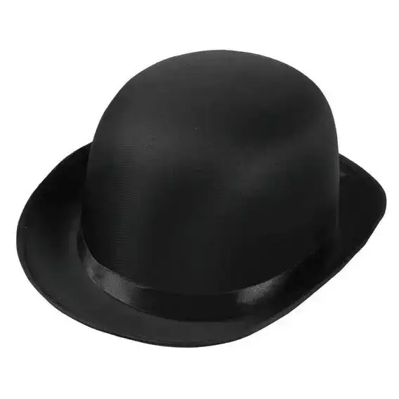 Deluxe Classic Black Satin Derby Hat