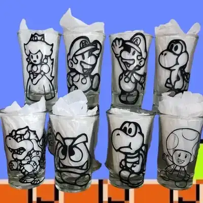 Super Mario Brothers Inspired 8 Piece Shot Glass Set