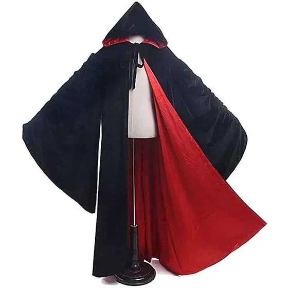 Red Lined Black Velvet Adult Cape