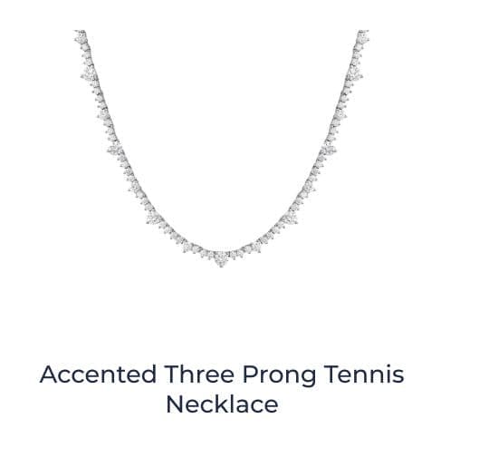 Accented Three Prong Tennis Necklace