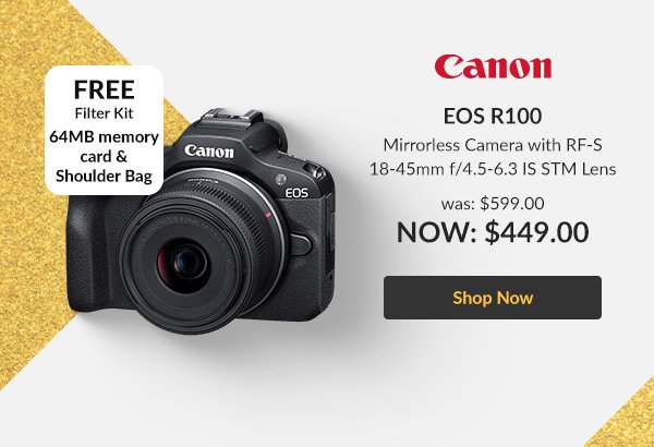 EOS R100 Mirrorless Camera with RF-S 18-45mm f/4.5-6.3 IS STM Lens