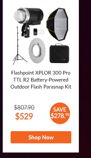 Flashpoint XPLOR 300 Pro TTL R2 Battery-Powered Outdoor Flash Parasnap Kit